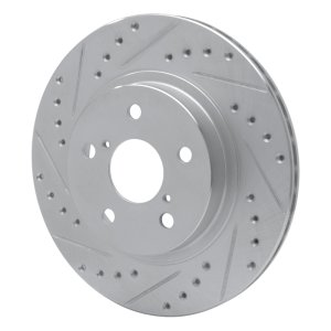 Toyota RAV4 Brake Rotor (1) - Front Left - R1 Concepts - Drilled & Slotted - Silver - `96-`03